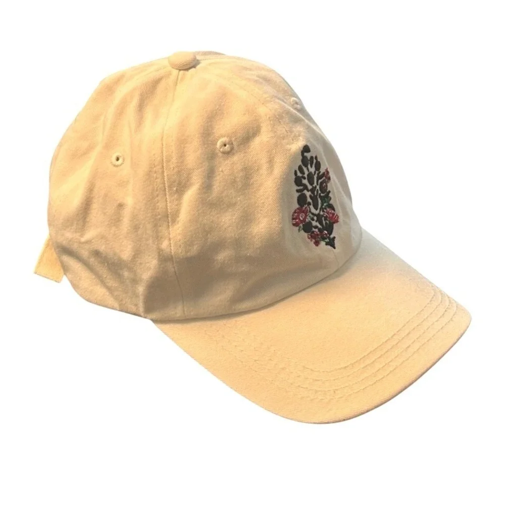 Free People Blooming Buti Baseball Hat White Floral Embroidered Cap Adjustable